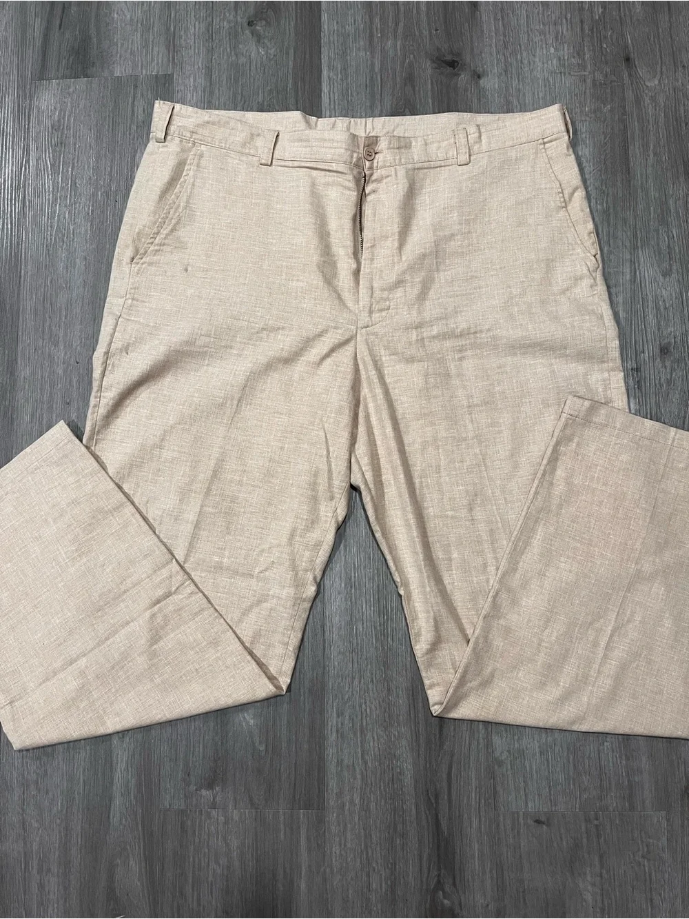 Dg NATH Men's Lightweight Beige Chinos - Neutral Linen-Feel Pants